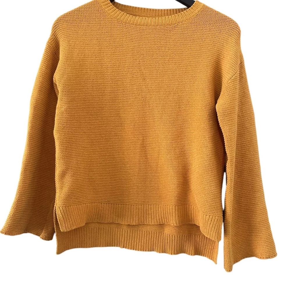Zara Yellow Crew Neck Sweater with Ribbed Hem